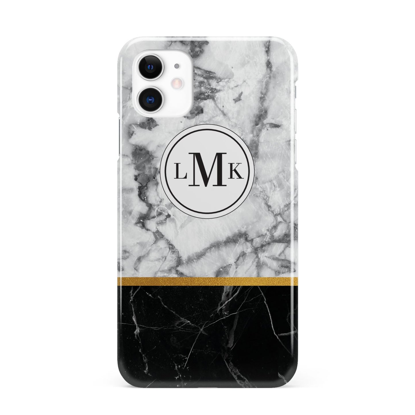 Marble Initials Geometric Personalised iPhone 11 3D Snap Case