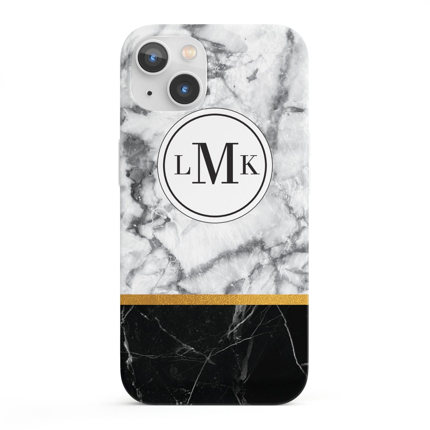 Marble Initials Geometric Personalised iPhone 13 Full Wrap 3D Snap Case