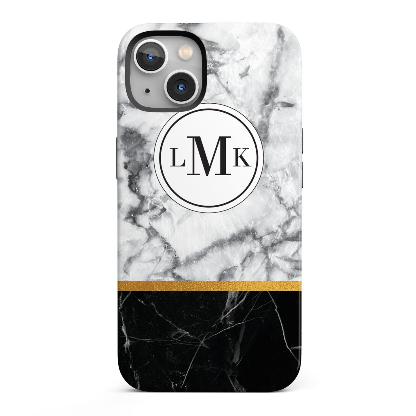 Marble Initials Geometric Personalised iPhone 13 Full Wrap 3D Tough Case