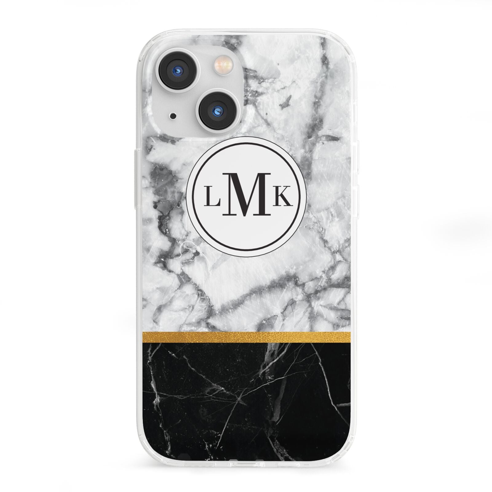 Marble Initials Geometric Personalised iPhone 13 Mini Clear Bumper Case