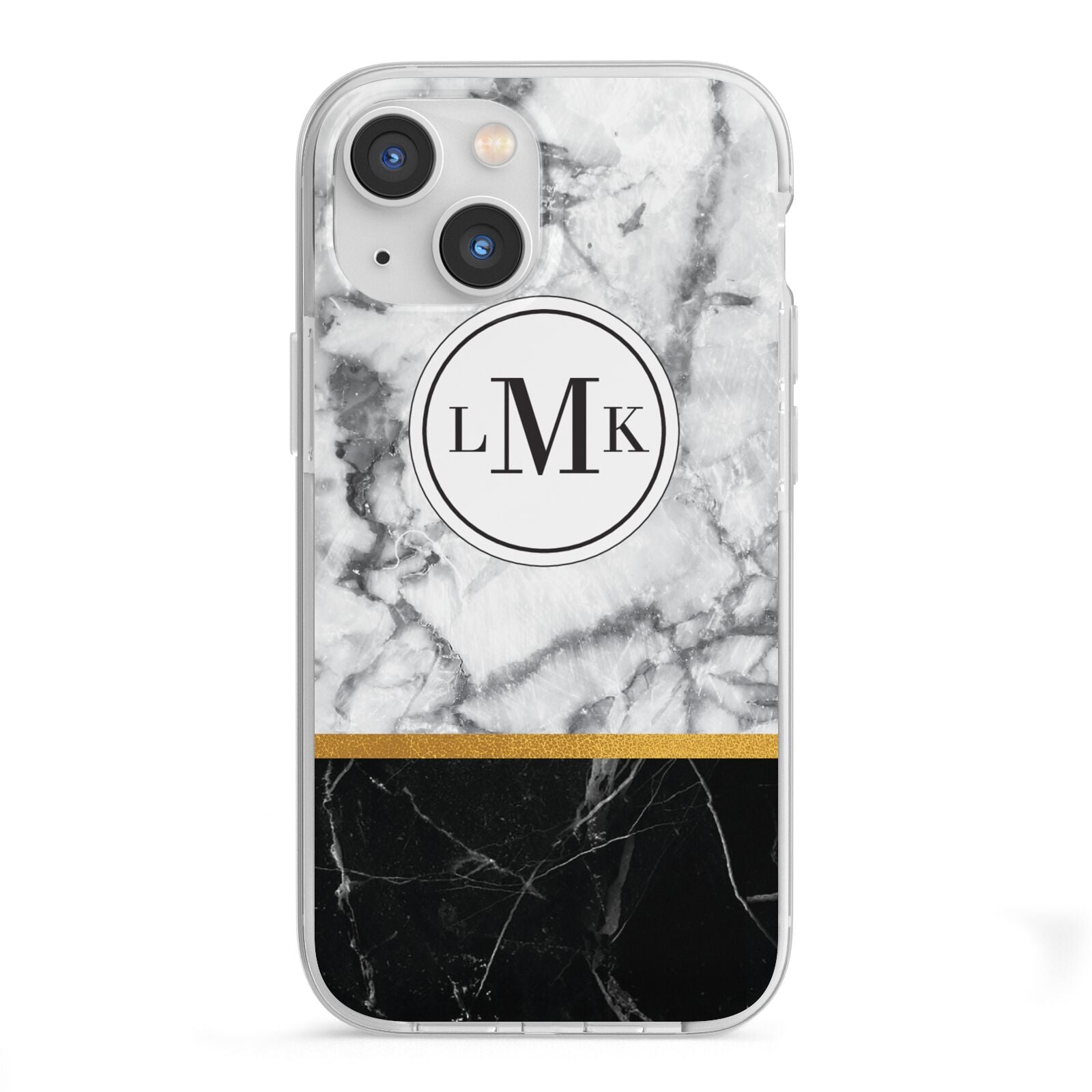 Marble Initials Geometric Personalised iPhone 13 Mini TPU Impact Case with White Edges