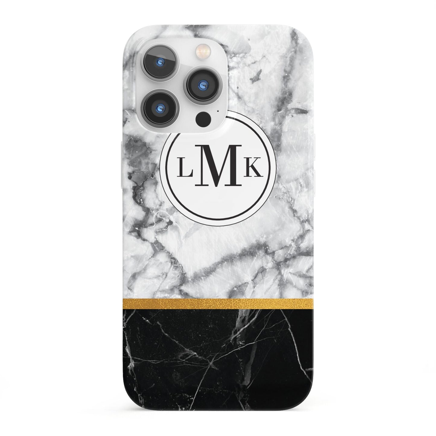 Marble Initials Geometric Personalised iPhone 13 Pro Full Wrap 3D Snap Case
