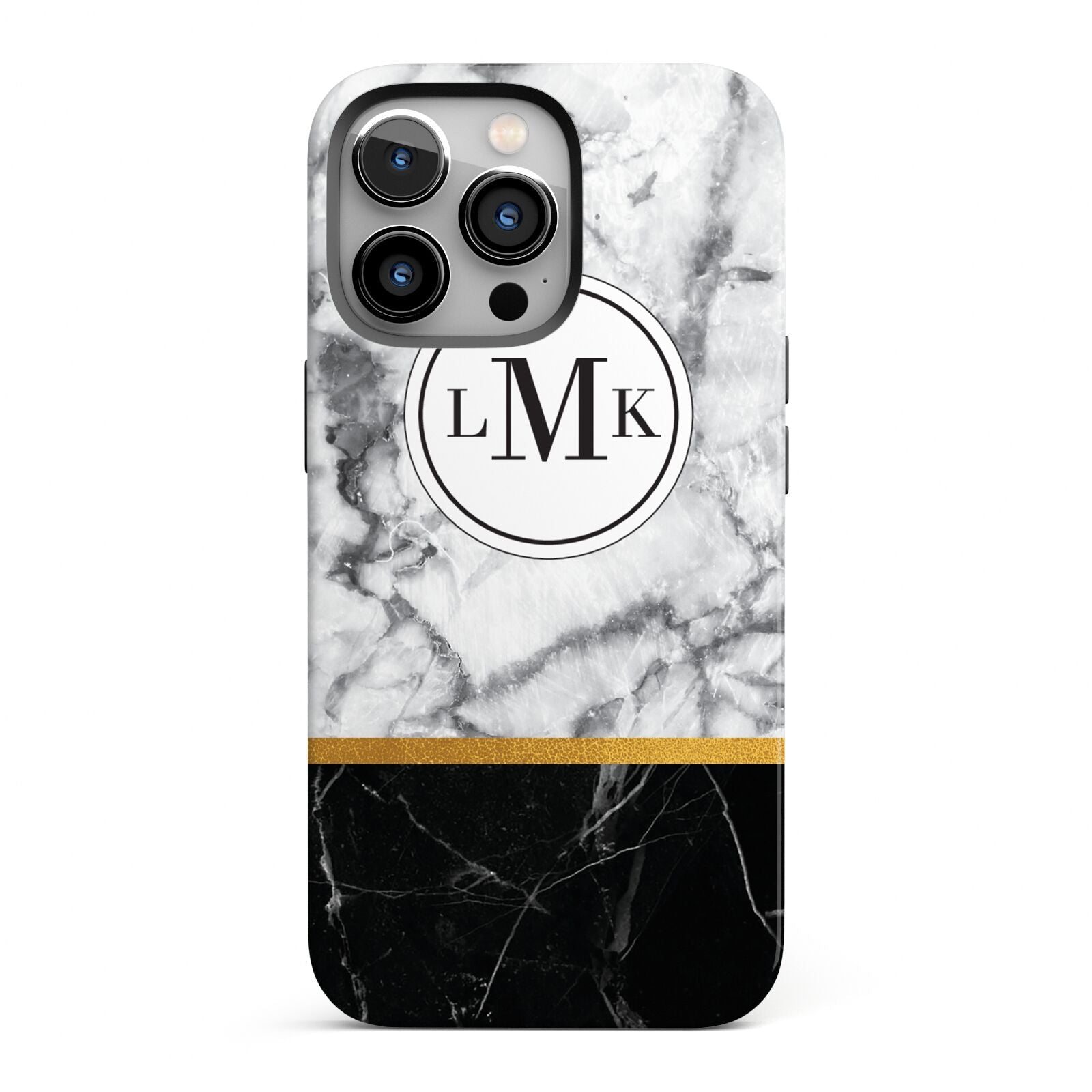 Marble Initials Geometric Personalised iPhone 13 Pro Full Wrap 3D Tough Case
