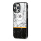 Marble Initials Geometric Personalised iPhone 13 Pro Max Black Impact Case Side Angle on Silver phone