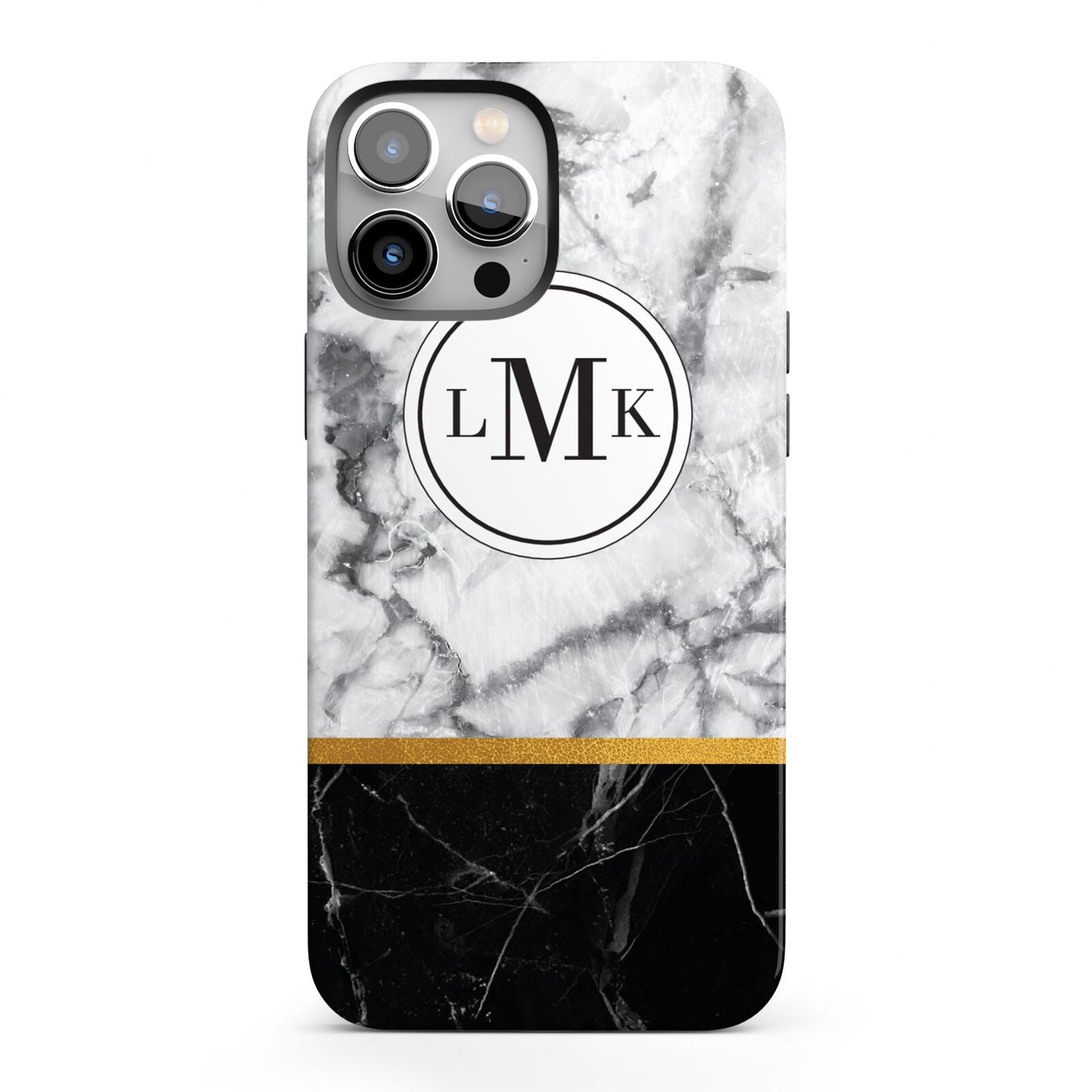 Marble Initials Geometric Personalised iPhone 13 Pro Max Full Wrap 3D Tough Case