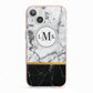 Marble Initials Geometric Personalised iPhone 13 TPU Impact Case with Pink Edges