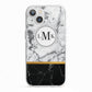 Marble Initials Geometric Personalised iPhone 13 TPU Impact Case with White Edges