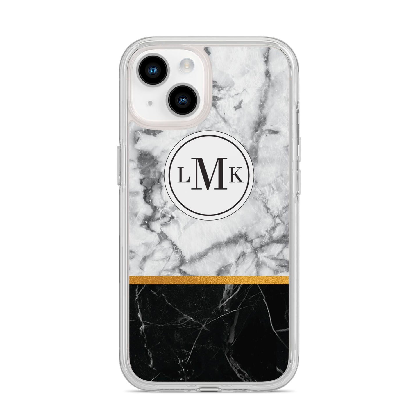 Marble Initials Geometric Personalised iPhone 14 Clear Tough Case Starlight