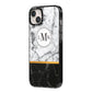 Marble Initials Geometric Personalised iPhone 14 Plus Black Impact Case Side Angle on Silver phone