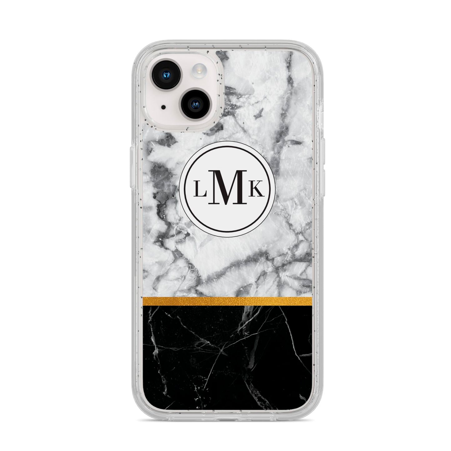 Marble Initials Geometric Personalised iPhone 14 Plus Glitter Tough Case Starlight