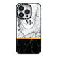 Marble Initials Geometric Personalised iPhone 14 Pro Black Impact Case on Silver phone