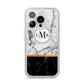 Marble Initials Geometric Personalised iPhone 14 Pro Glitter Tough Case Silver