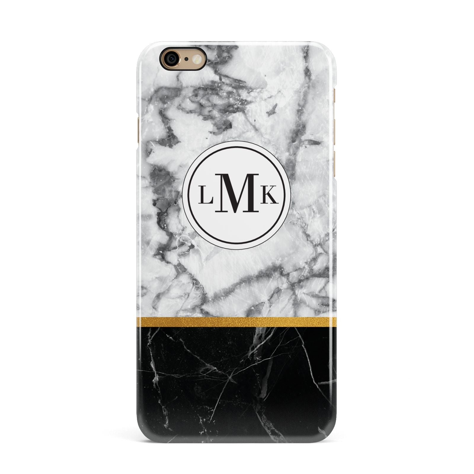 Marble Initials Geometric Personalised iPhone 6 Plus 3D Snap Case on Gold Phone