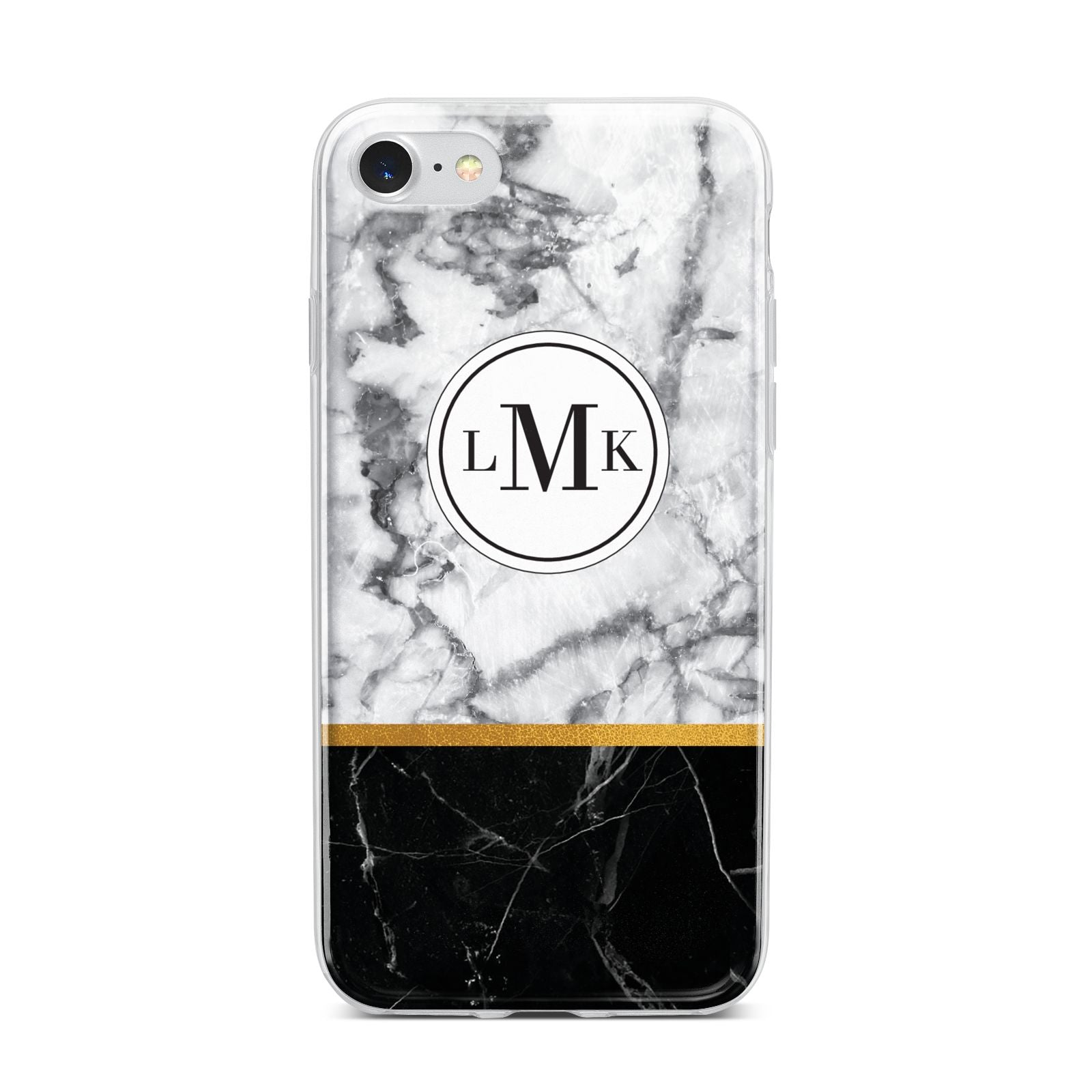 Marble Initials Geometric Personalised iPhone 7 Bumper Case on Silver iPhone