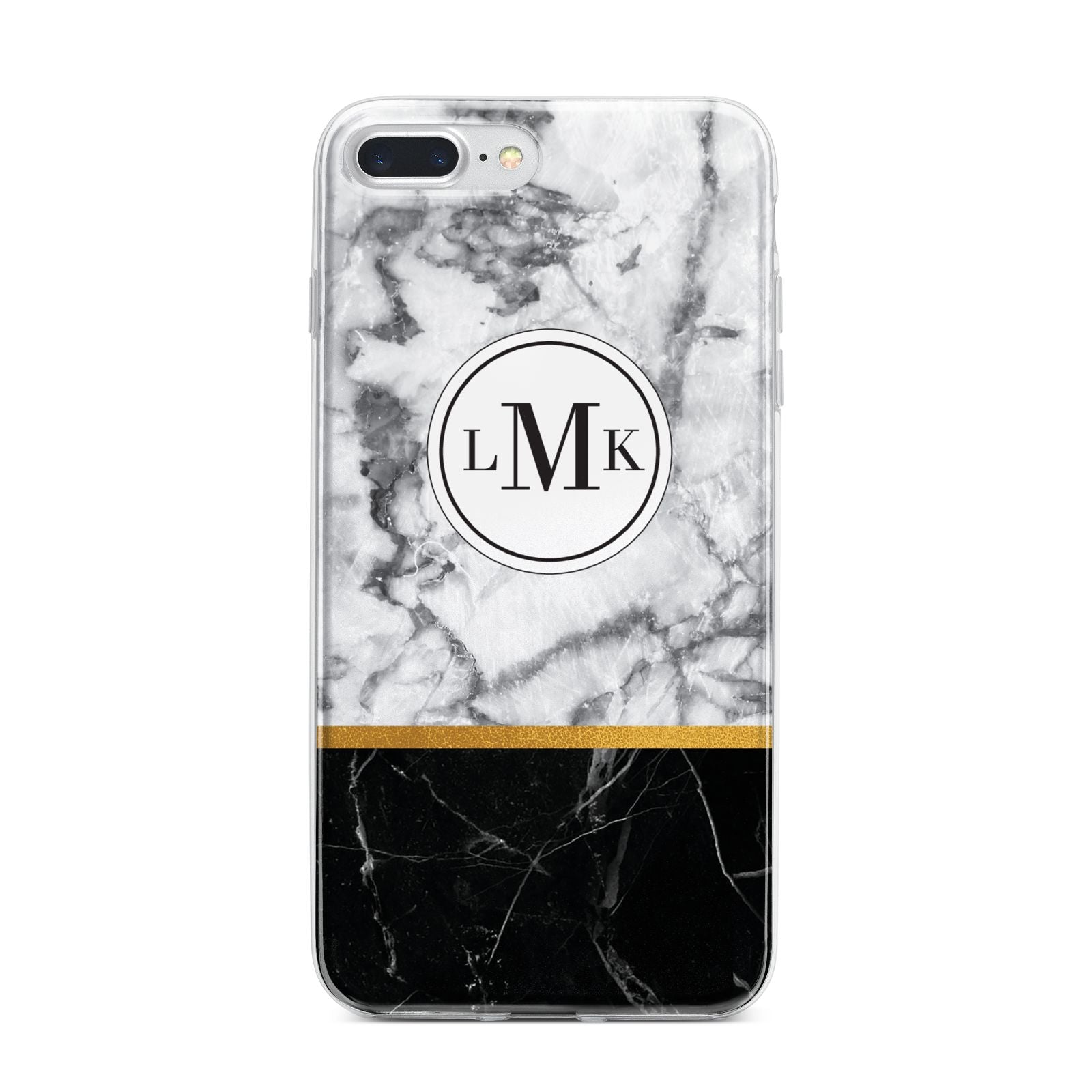 Marble Initials Geometric Personalised iPhone 7 Plus Bumper Case on Silver iPhone