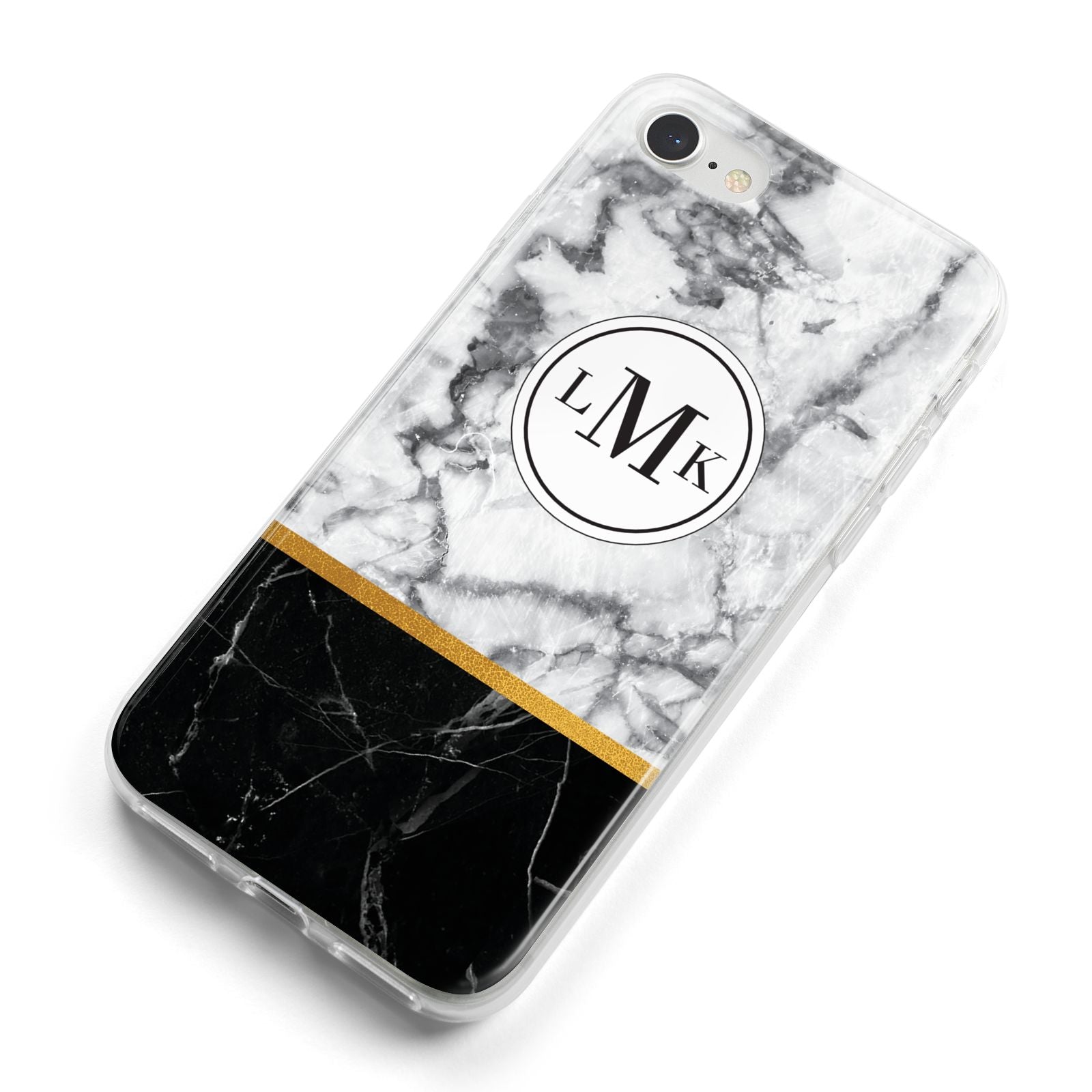 Marble Initials Geometric Personalised iPhone 8 Bumper Case on Silver iPhone Alternative Image