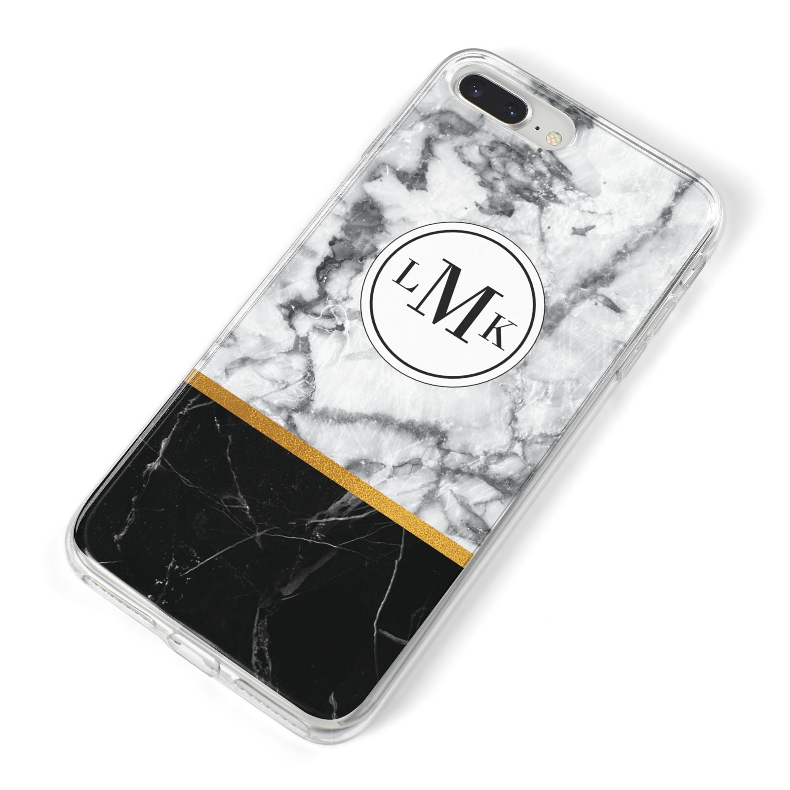 Marble Initials Geometric Personalised iPhone 8 Plus Bumper Case on Silver iPhone Alternative Image