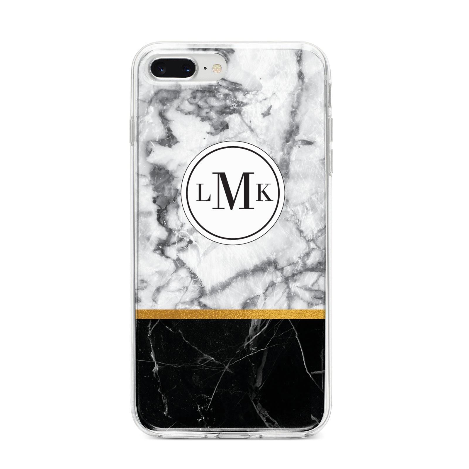 Marble Initials Geometric Personalised iPhone 8 Plus Bumper Case on Silver iPhone