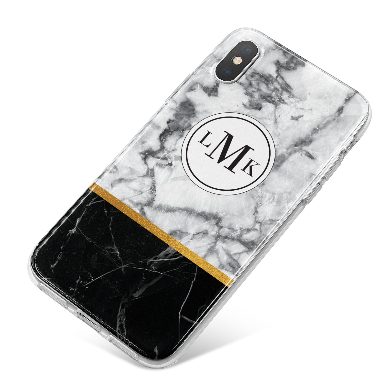 Marble Initials Geometric Personalised iPhone X Bumper Case on Silver iPhone