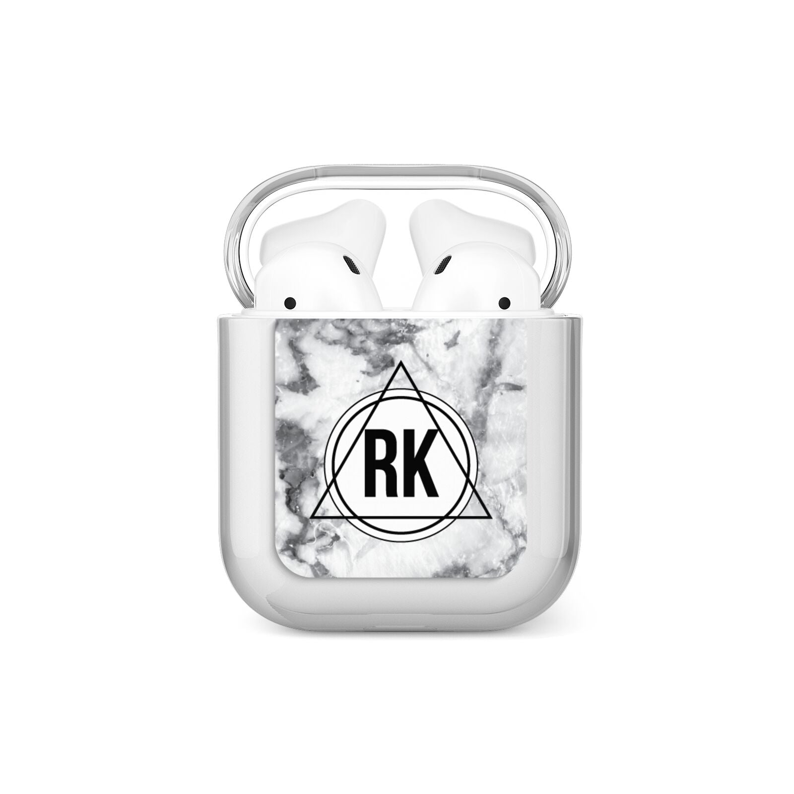 Marble Initials Triangle Personalised AirPods Case