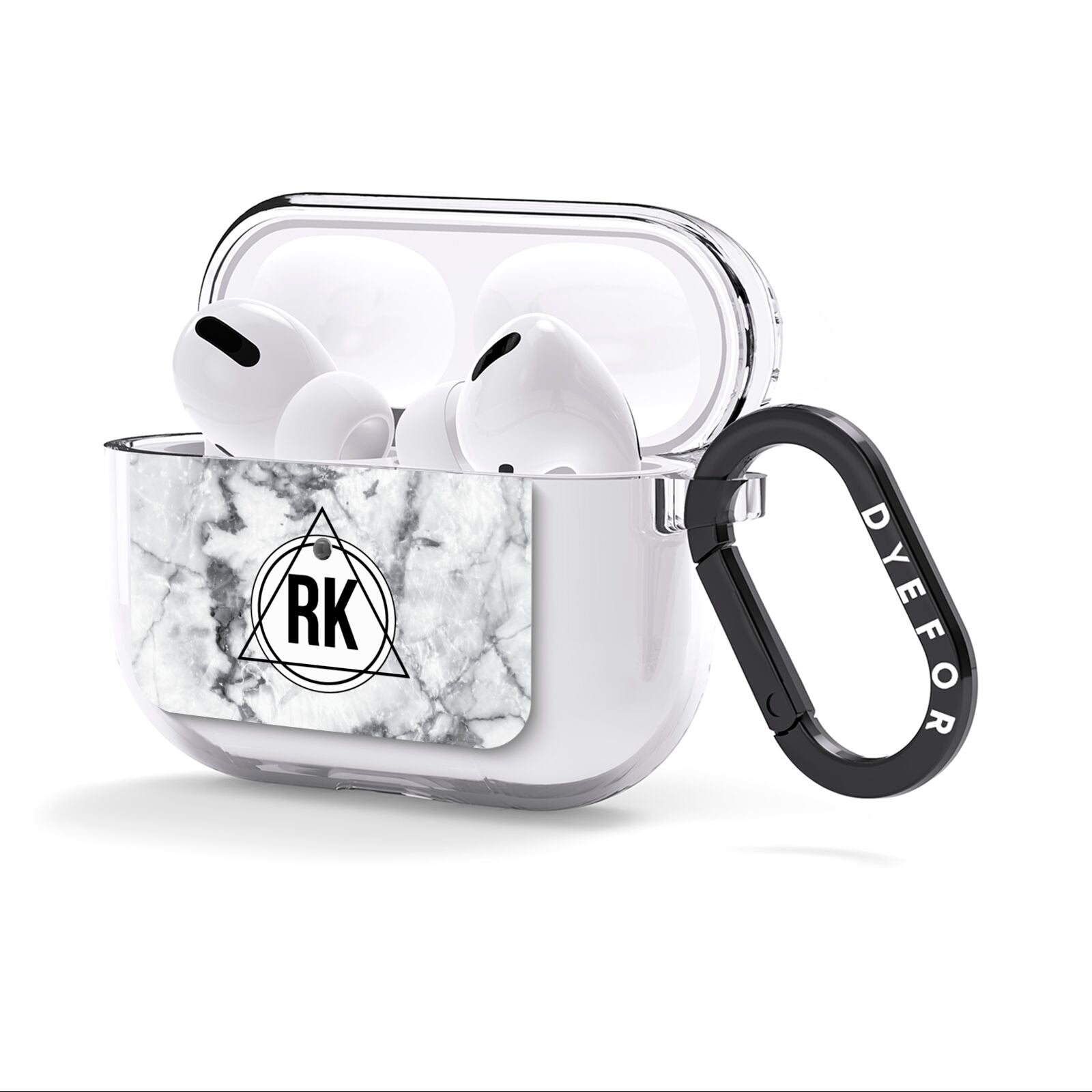 Marble Initials Triangle Personalised AirPods Clear Case 3rd Gen Side Image