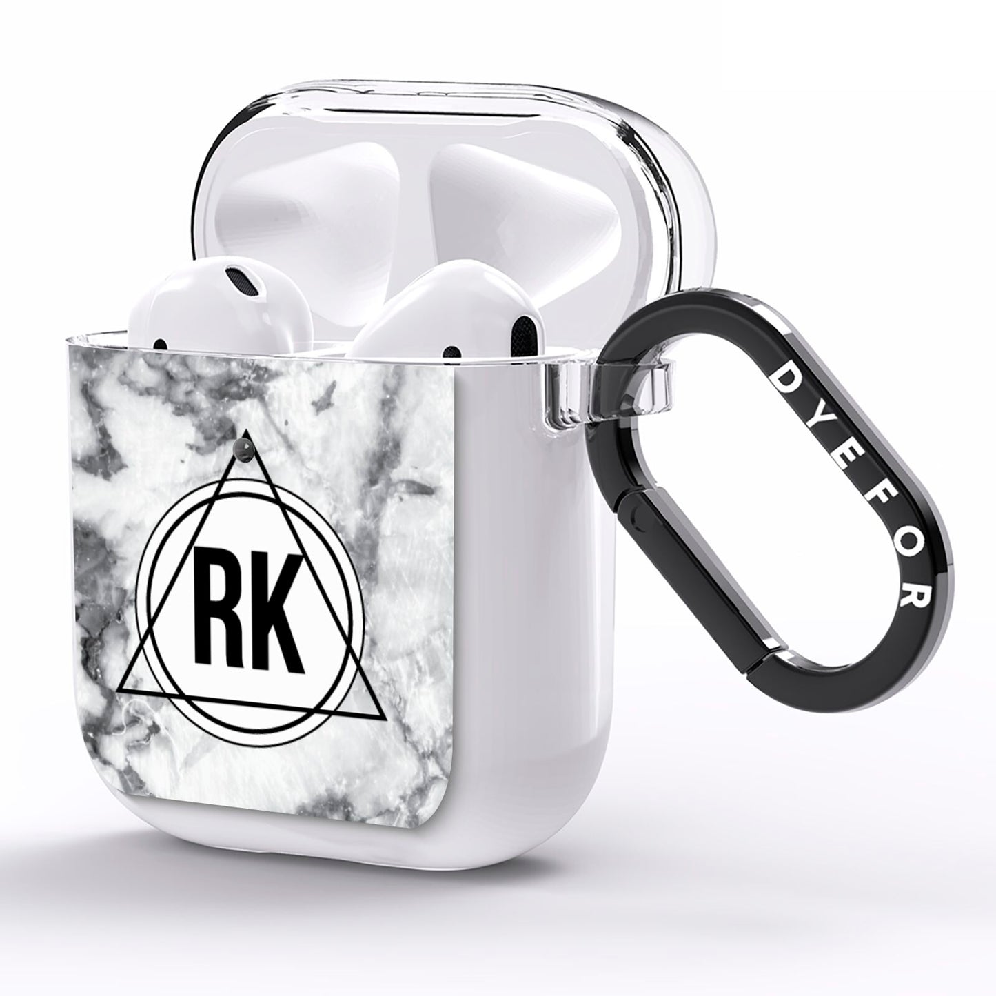 Marble Initials Triangle Personalised AirPods Clear Case Side Image