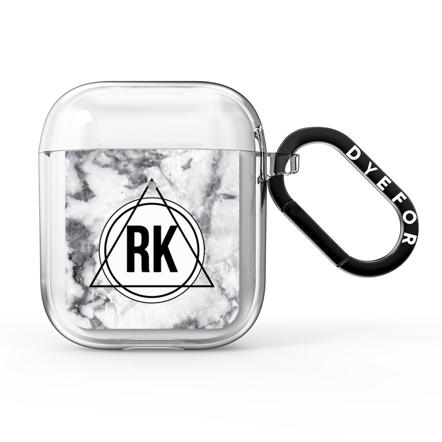 Marble Initials Triangle Personalised AirPods Clear Case