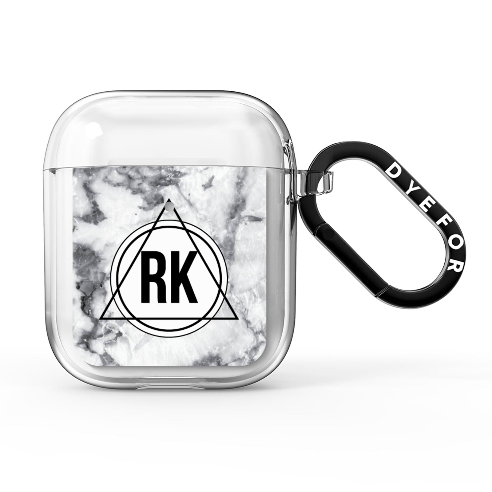 Marble Initials Triangle Personalised AirPods Clear Case