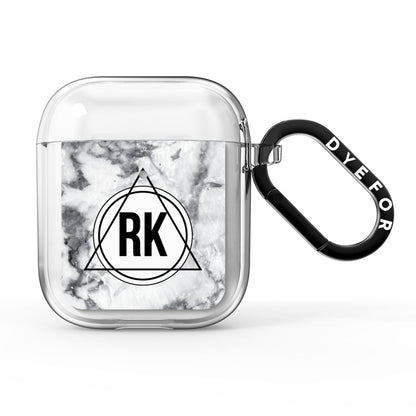 Marble Initials Triangle Personalised AirPods Clear Case