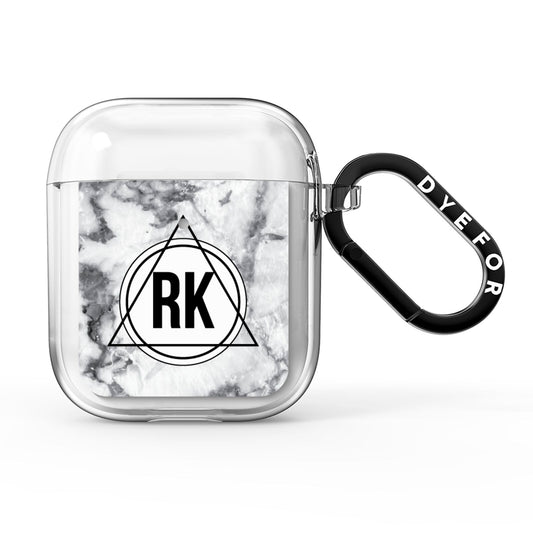 Marble Initials Triangle Personalised AirPods Clear Case