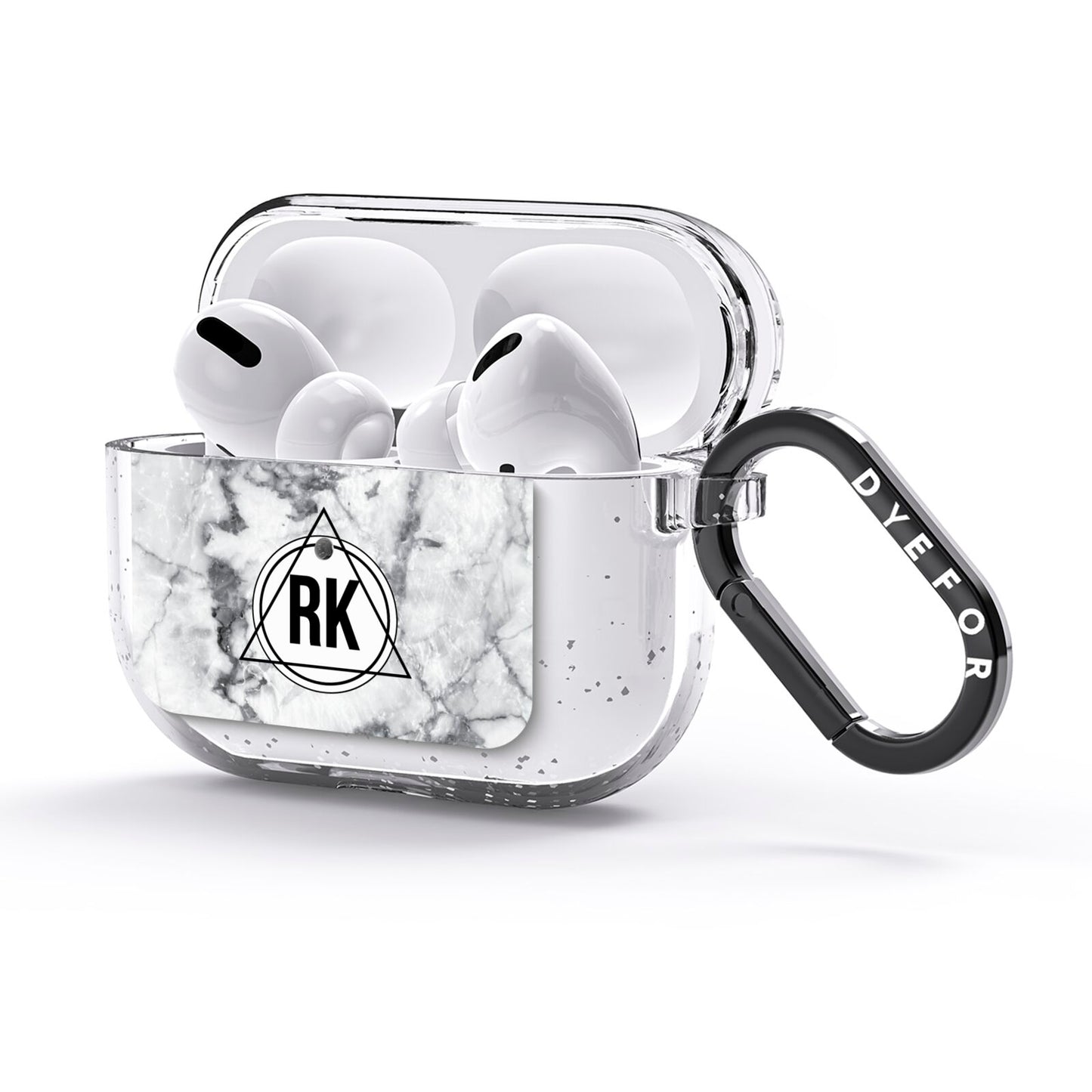 Marble Initials Triangle Personalised AirPods Glitter Case 3rd Gen Side Image