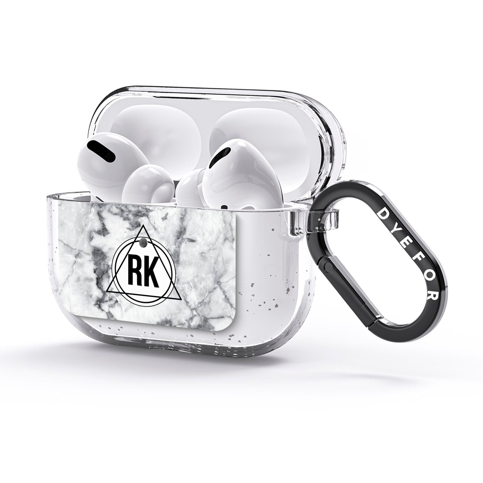 Marble Initials Triangle Personalised AirPods Glitter Case 3rd Gen Side Image