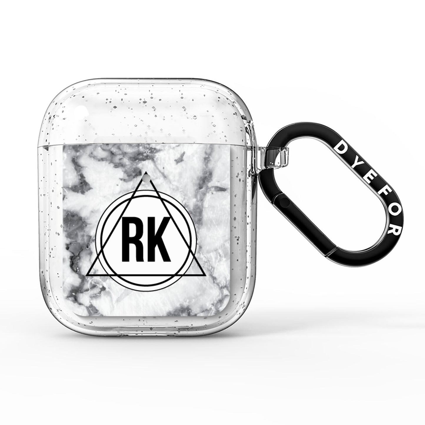 Marble Initials Triangle Personalised AirPods Glitter Case