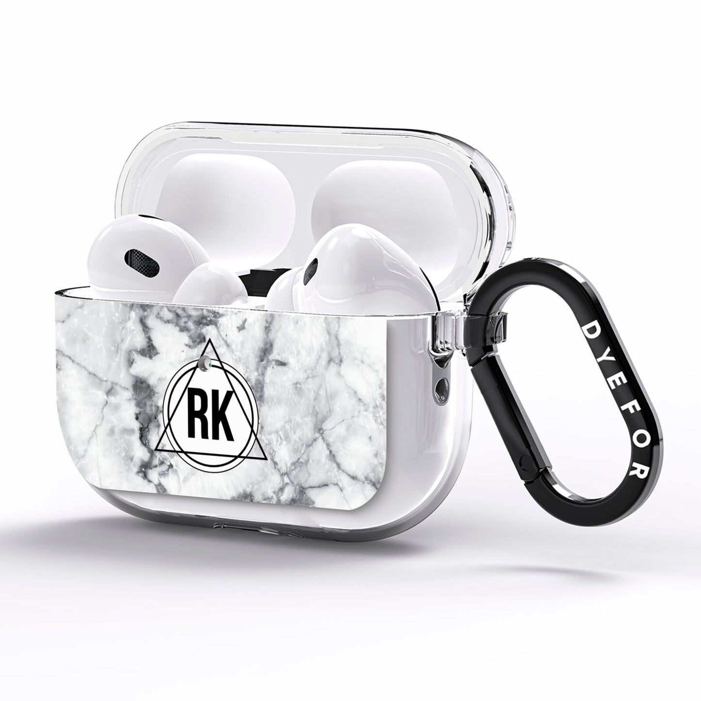 Marble Initials Triangle Personalised AirPods Pro Clear Case Side Image