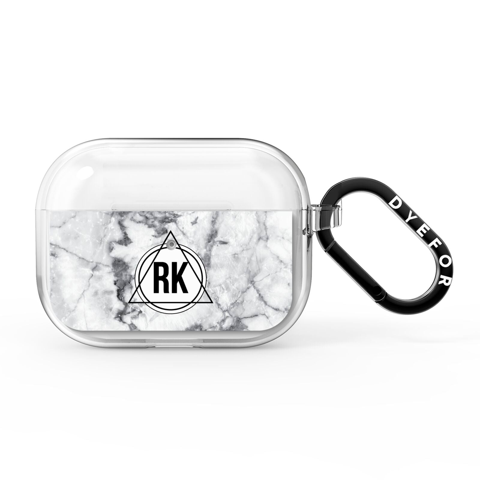 Marble Initials Triangle Personalised AirPods Pro Clear Case
