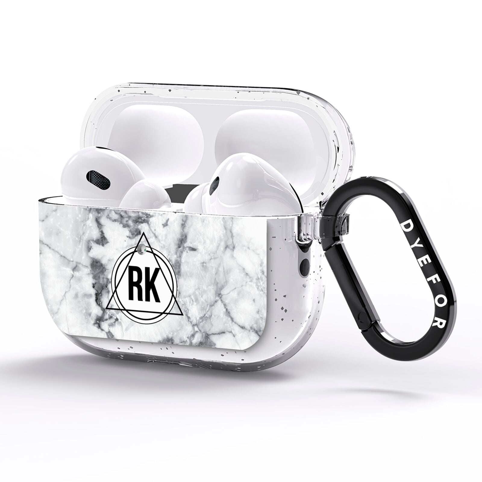 Marble Initials Triangle Personalised AirPods Pro Glitter Case Side Image