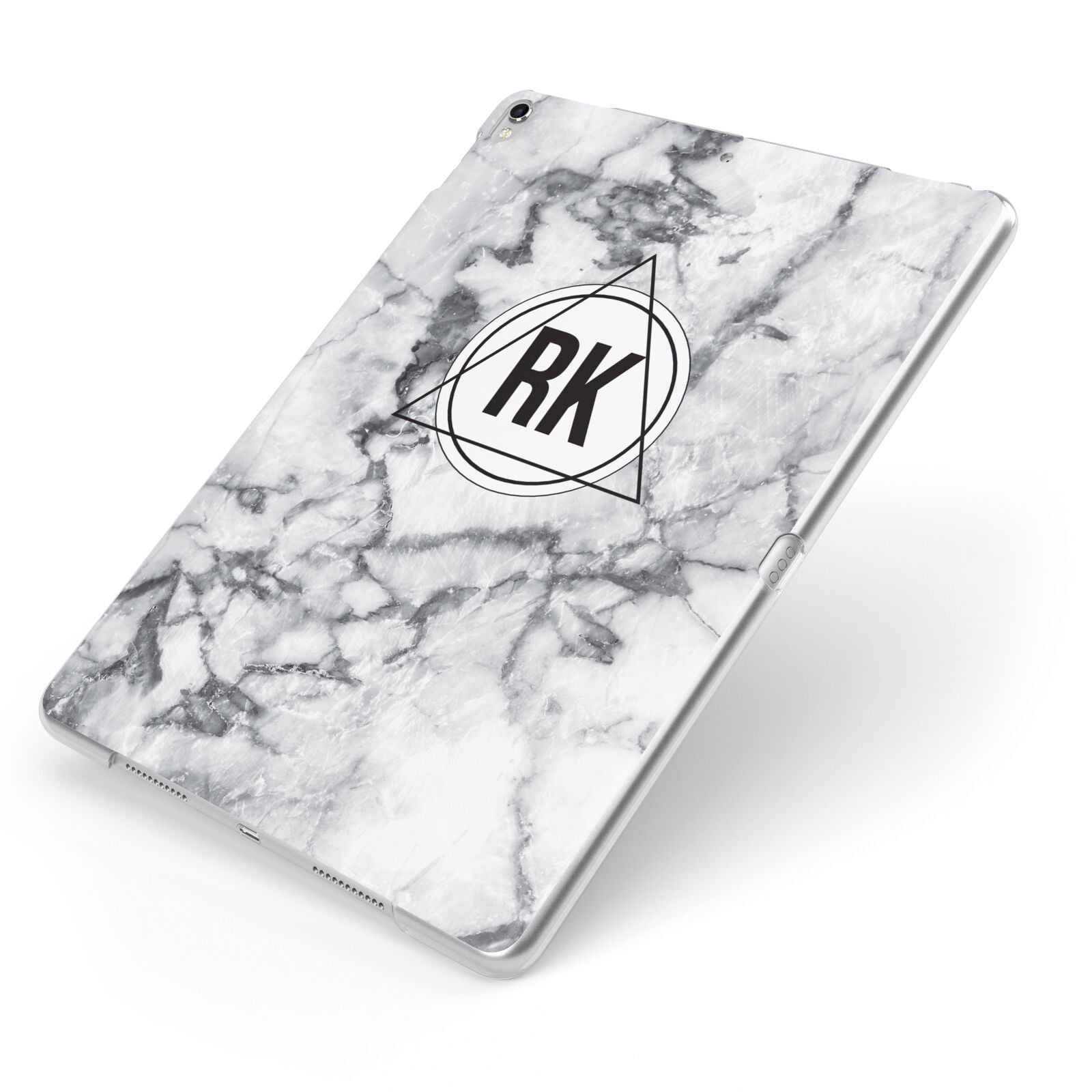 Marble Initials Triangle Personalised Apple iPad Case on Silver iPad Side View