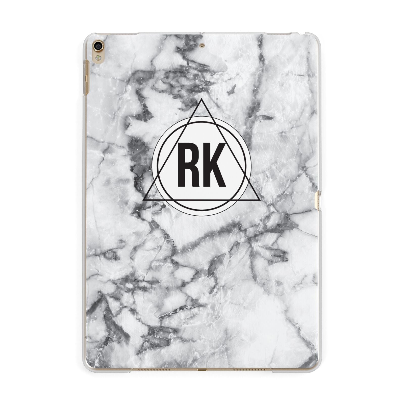 Marble Initials Triangle Personalised Apple iPad Gold Case