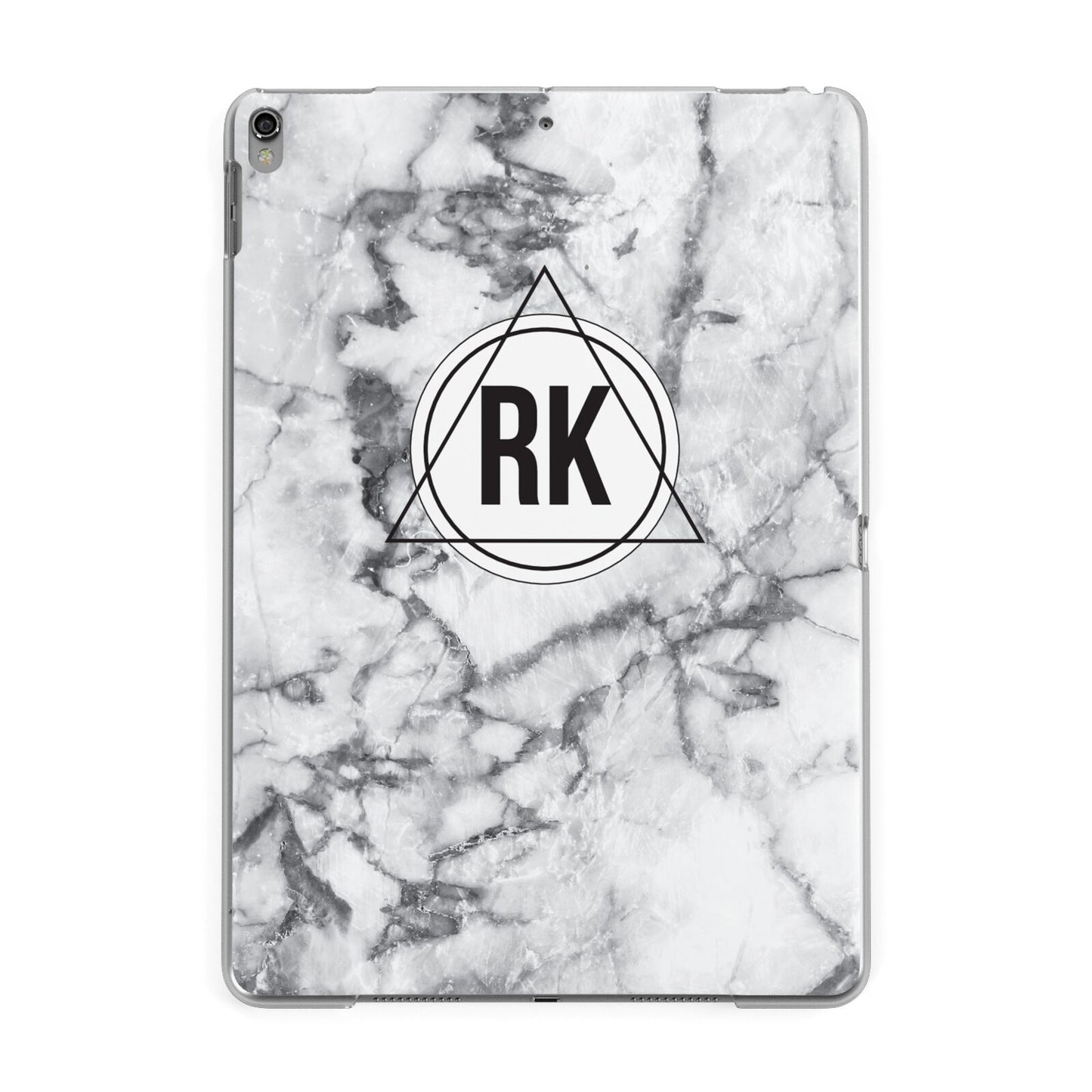 Marble Initials Triangle Personalised Apple iPad Grey Case