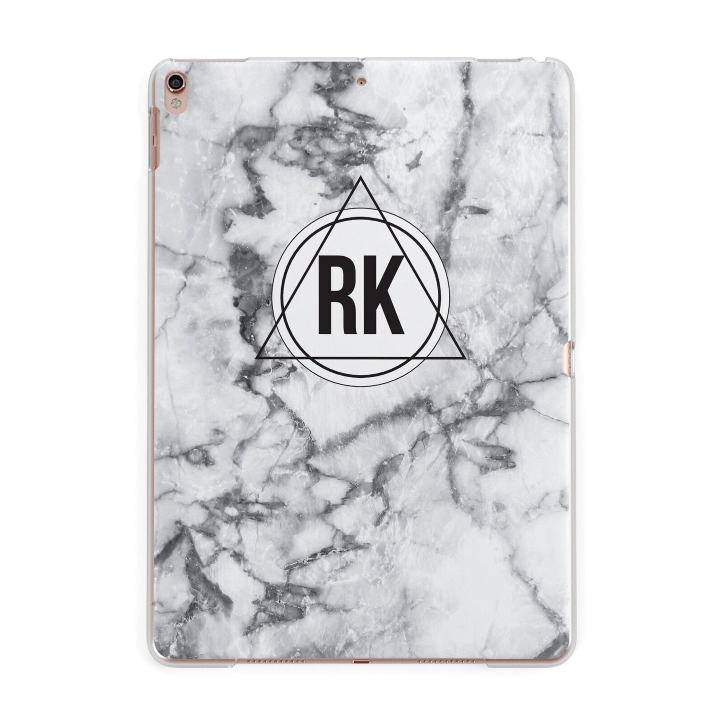 Marble Initials Triangle Personalised Apple iPad Rose Gold Case
