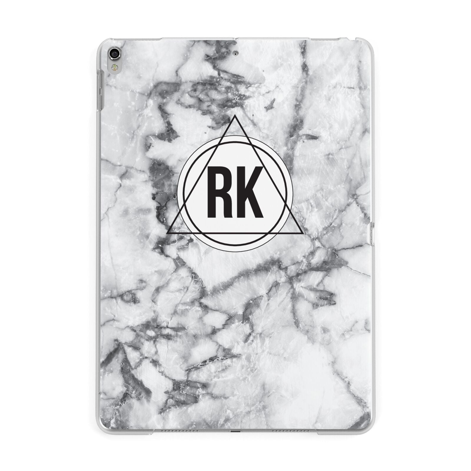 Marble Initials Triangle Personalised Apple iPad Silver Case