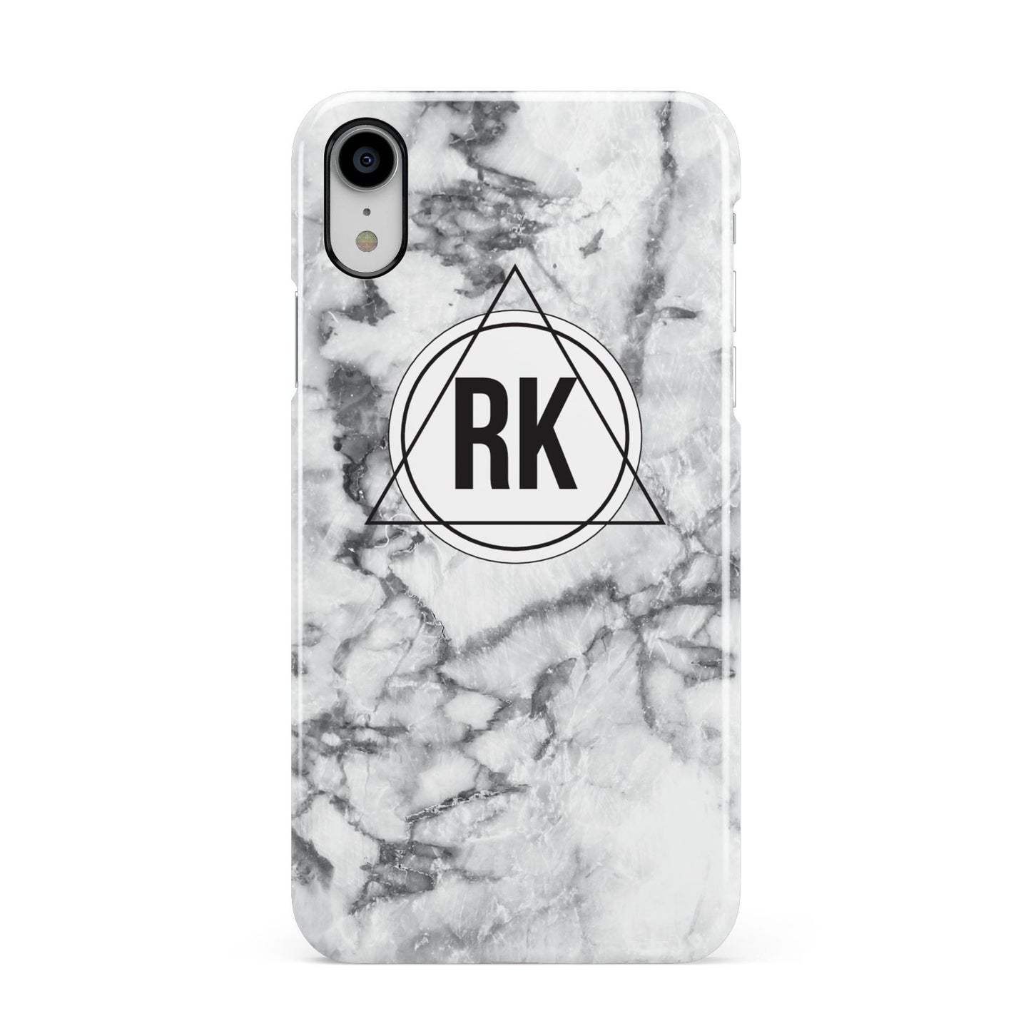 Marble Initials Triangle Personalised Apple iPhone XR White 3D Snap Case