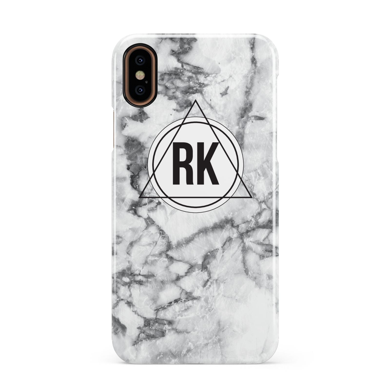 Marble Initials Triangle Personalised Apple iPhone XS 3D Snap Case