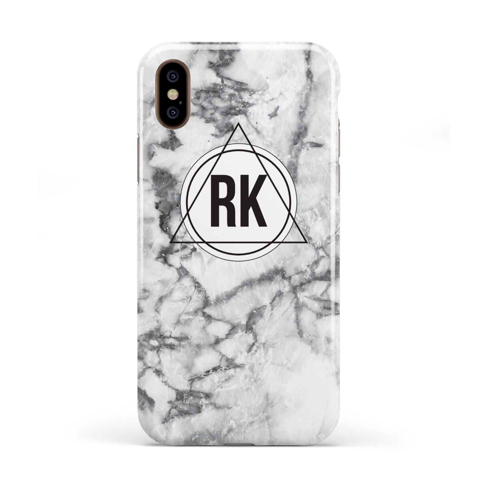 Marble Initials Triangle Personalised Apple iPhone XS 3D Tough