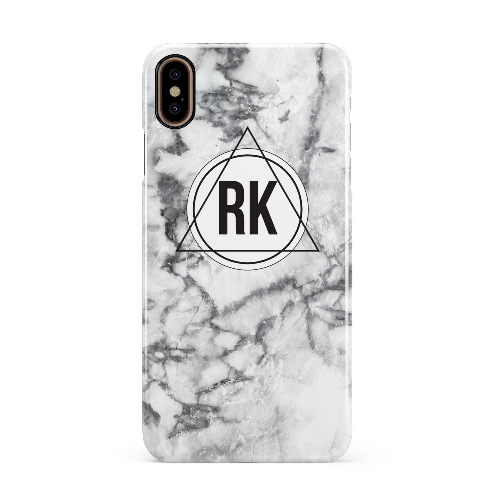 Marble Initials Triangle Personalised Apple iPhone Xs Max 3D Snap Case