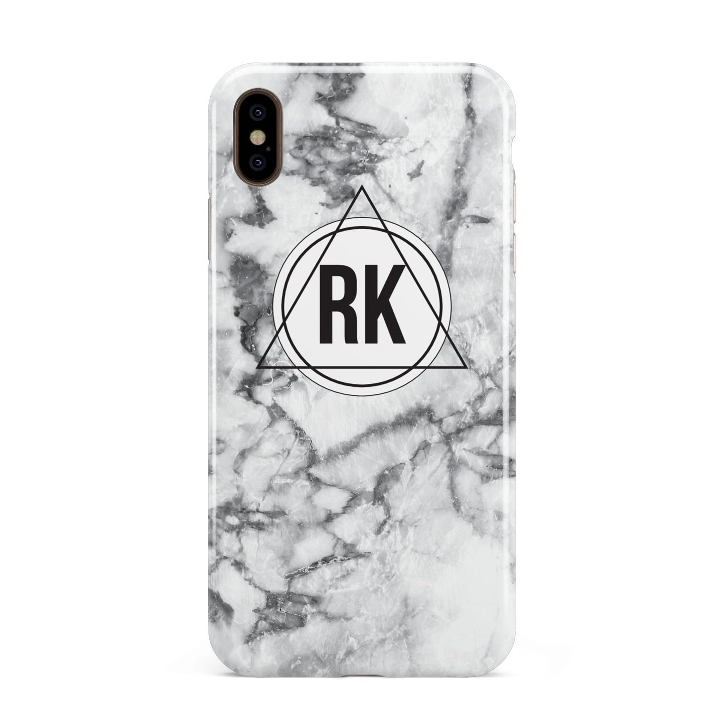 Marble Initials Triangle Personalised Apple iPhone Xs Max 3D Tough Case