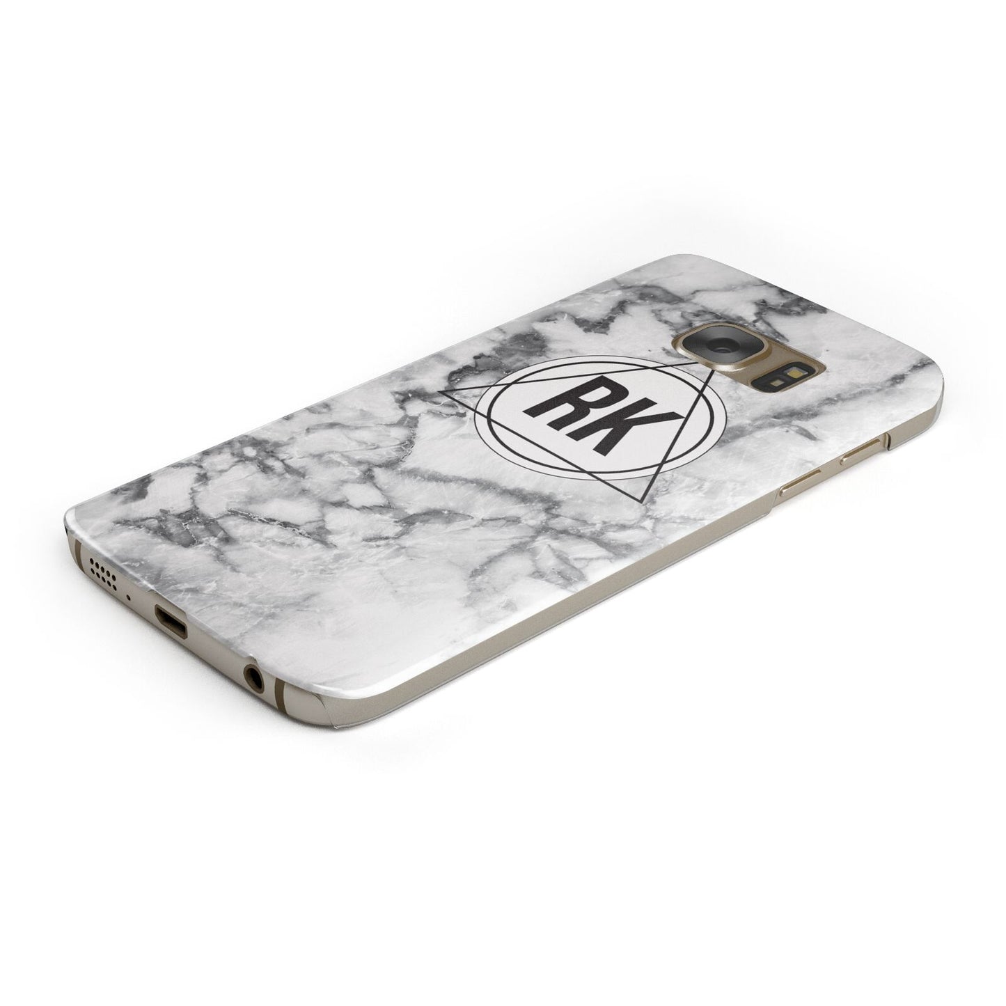 Marble Initials Triangle Personalised Protective Samsung Galaxy Case Angled Image