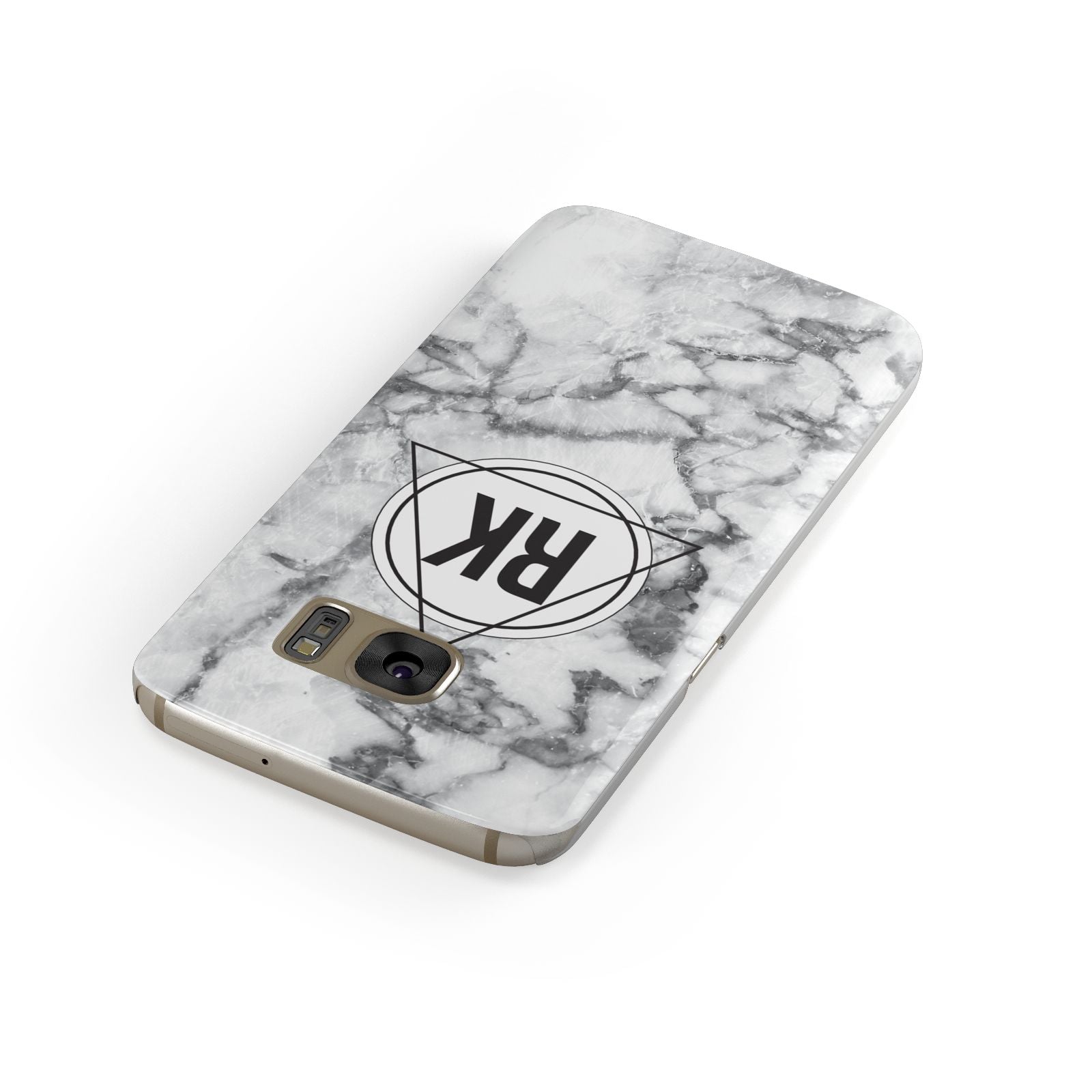 Marble Initials Triangle Personalised Samsung Galaxy Case Front Close Up