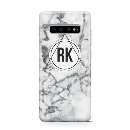 Marble Initials Triangle Personalised Samsung Galaxy S10 Case