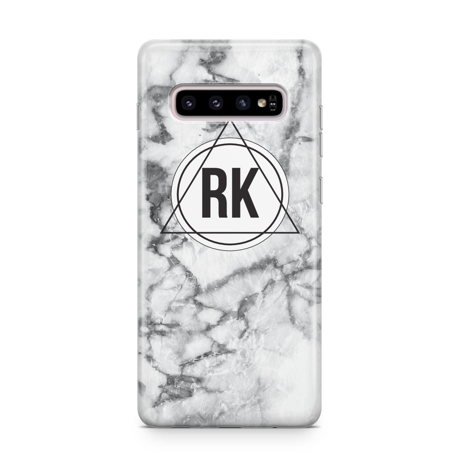Marble Initials Triangle Personalised Samsung Galaxy S10 Plus Case